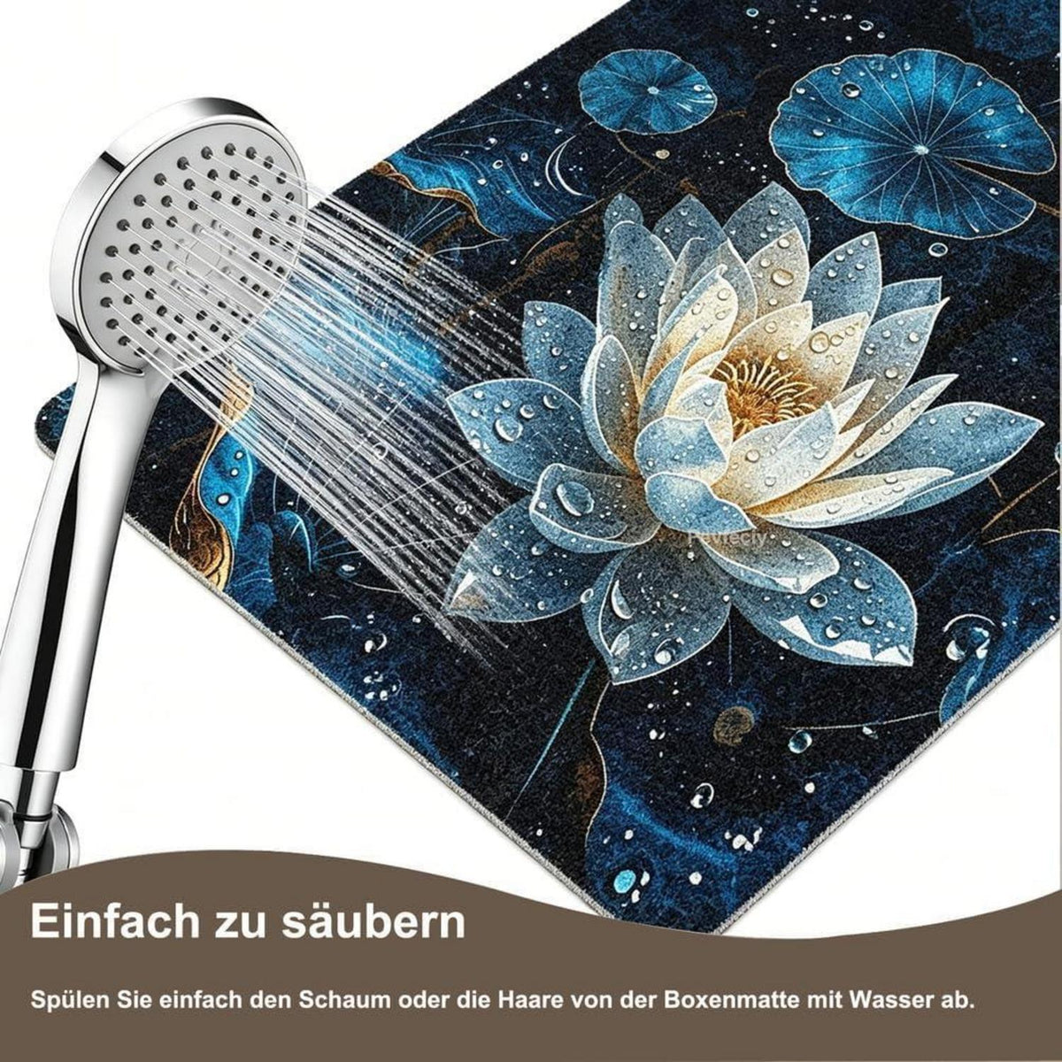Rutschfeste Duschmatte 120x120 cm – Modernes Lotus-Muster
