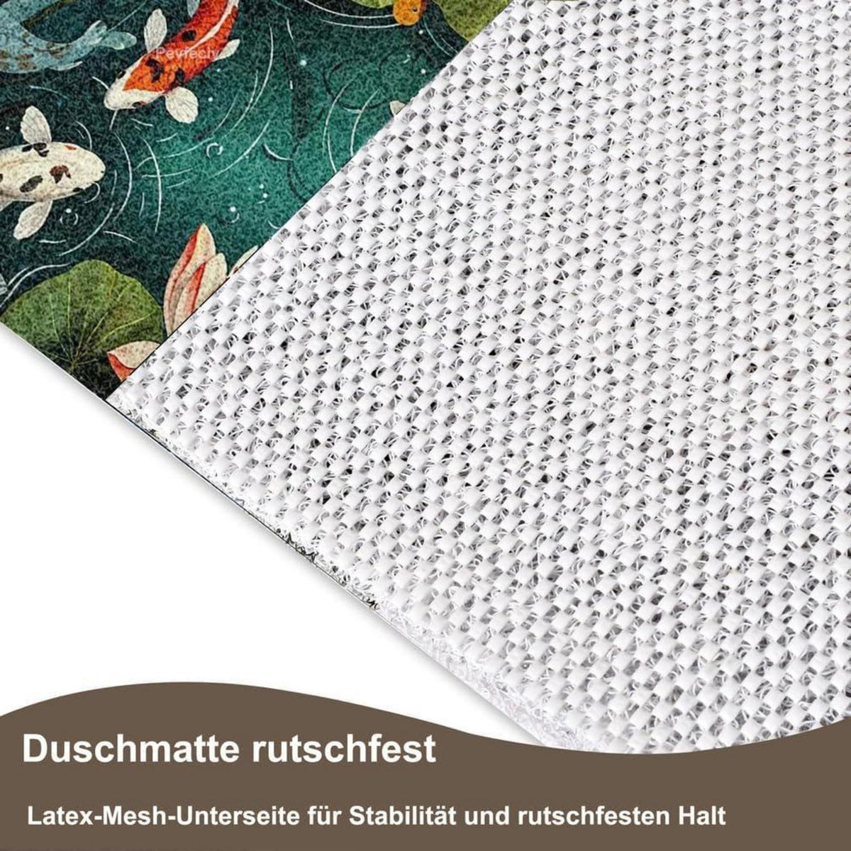 Rutschfeste Duschmatte 130x150 cm – Modernes Lotus-Muster