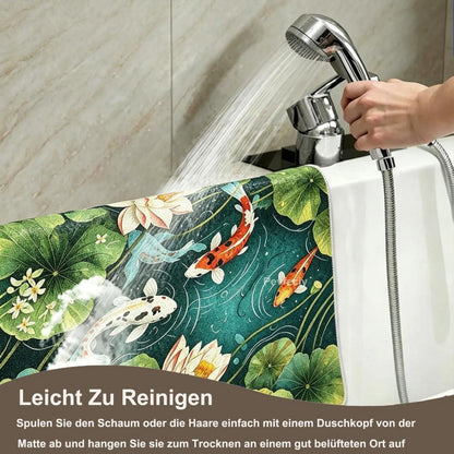 Rutschfeste Duschmatte 130x150 cm – Modernes Lotus-Muster