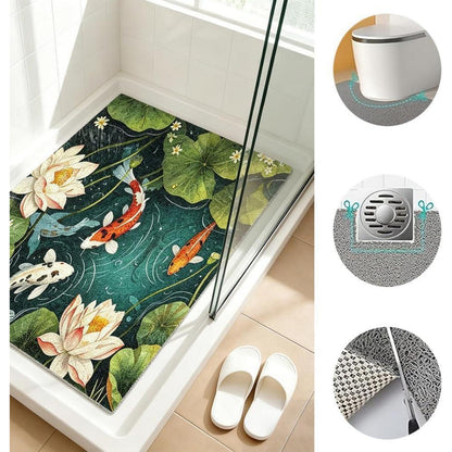 Rutschfeste Duschmatte 130x150 cm – Modernes Lotus-Muster