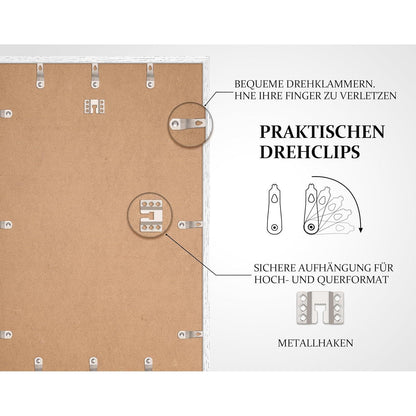 Bilderrahmen 50x70cm Eiche Weiß 2er Set mit Passepartout