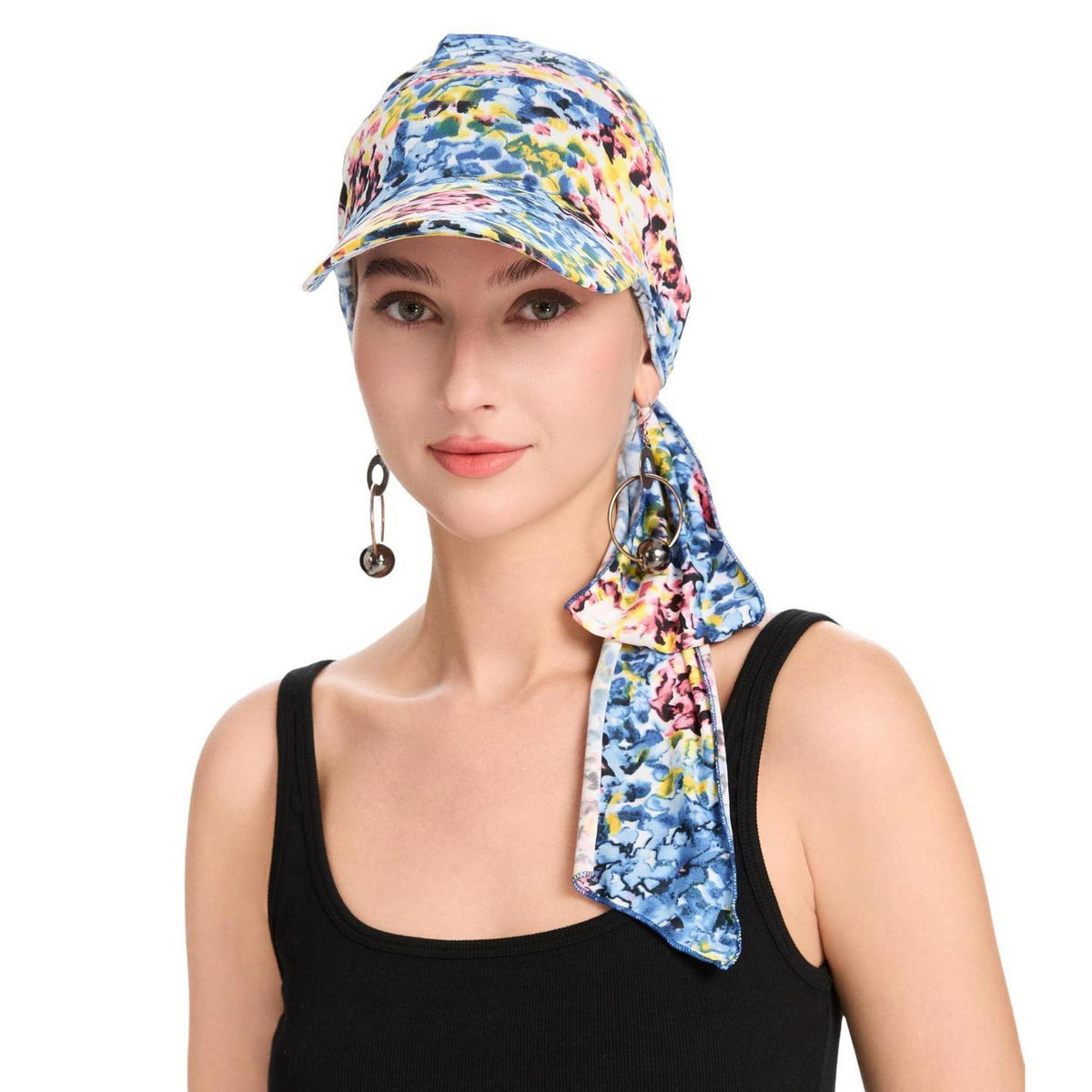 Damen Chemo Kopfbedeckung mit Krempe, Blau – Bequeme Visier Mütze
