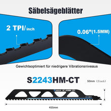 Säbelsägeblätter Stein 455mm Hartmetall 3 Stück für Porenbeton & Metall