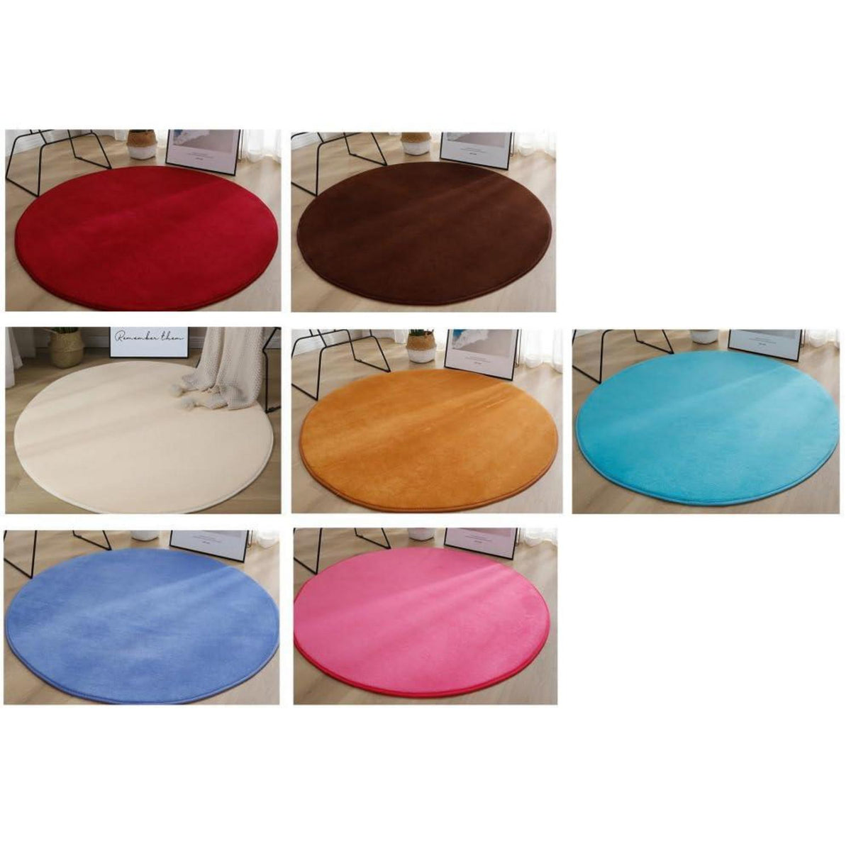 Runder Korallensamt Teppich – Rutschfest & Waschbar, Beige 200cm