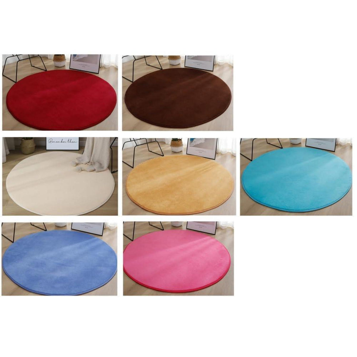 Runder Korallensamt Teppich – Rutschfest & Waschbar 180cm Khaki