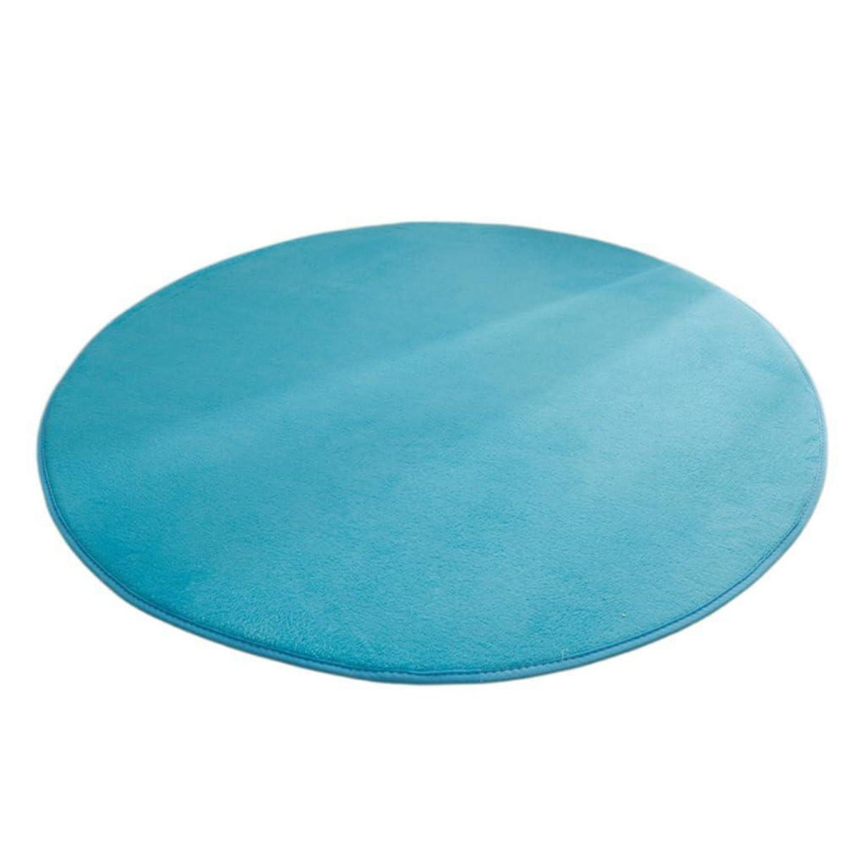 Runder Korallensamt Teppich Himmelblau 180cm – Rutschfest & Waschbar