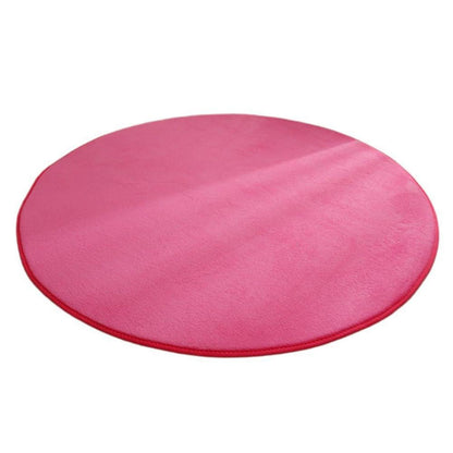 Runder Korallensamt Teppich – Rosenrot 180cm, Rutschfest & Waschbar