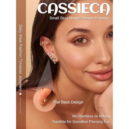 12 Paar Ohrringe Set Gold Silber | Edelstahl Piercing für Damen Herren