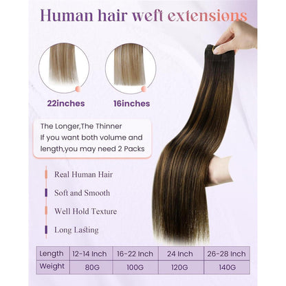 Echthaar Tressen Braun Balayage Ombre 45cm #2/8/2