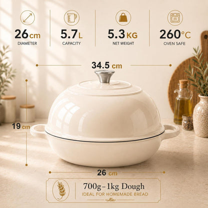 Gusseisen Brotbacktopf mit Zubehör – 5,7L Dutch Oven