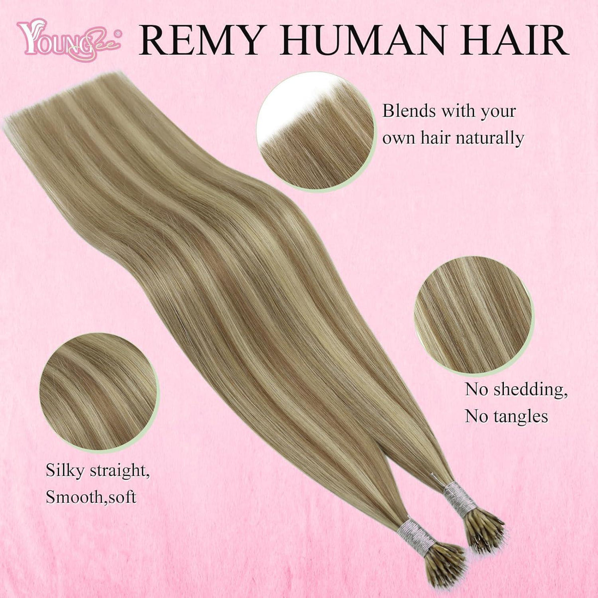 Echthaar Nano Extensions Blond 55 cm – Haarverlängerung