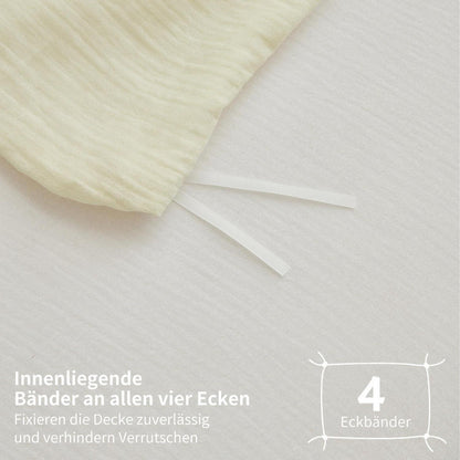 Doppelte Muslin Bettwäsche 200x220 Hellbeige Weiß – 3-teilig