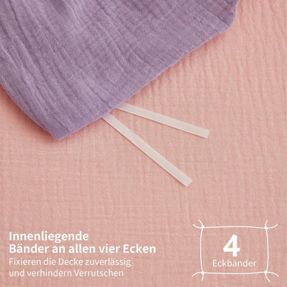Doppelte Muslin Bettwäsche Lila Rosa 200x220 cm - 3-teilig