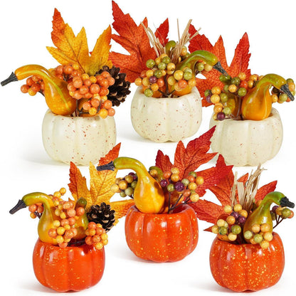 Künstliche Kürbisse Herbstdeko Set mit Beeren & Eicheln