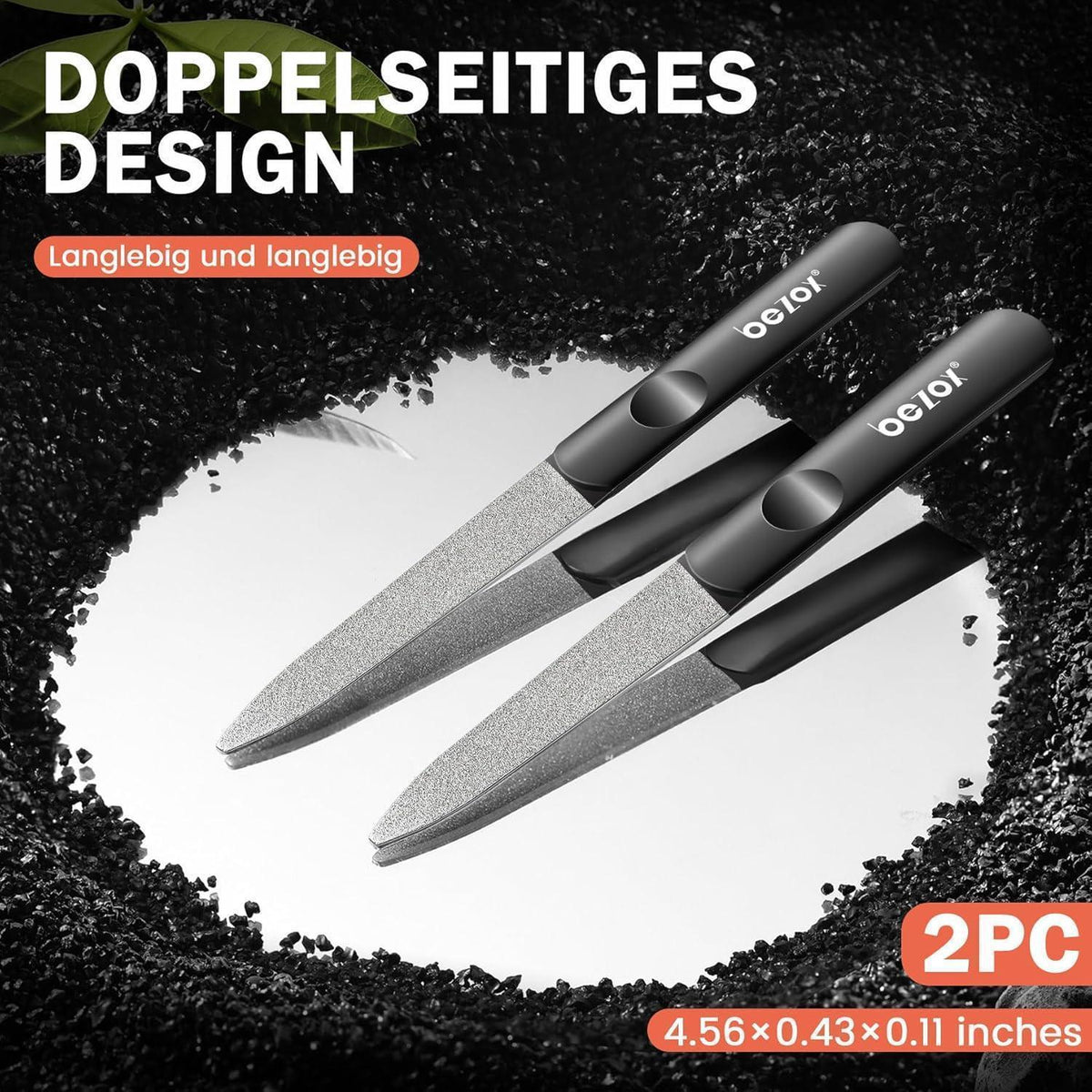 Nagelfeilen-Set Edelstahl doppelseitig Diamant-Staub 2 Stück