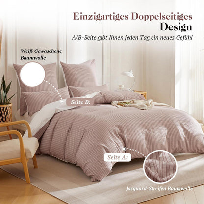 Bettwäsche-Set 135x200 Baumwolle Staubrosa, 4-teilig Jacquard