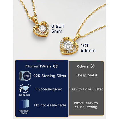 Silberkette Damen Herz 925 mit 0,5 Karat Moissanite