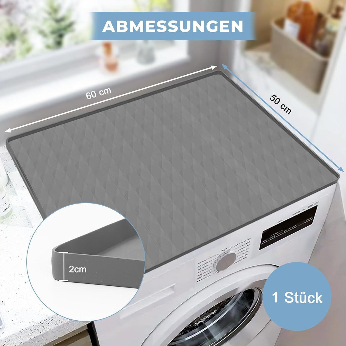 Waschmaschinenauflage Silikon 60x50cm – Rutschfest & Ablagefläche