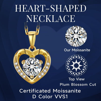 Silberkette Damen Herz 925 mit 1 Karat Moissanite