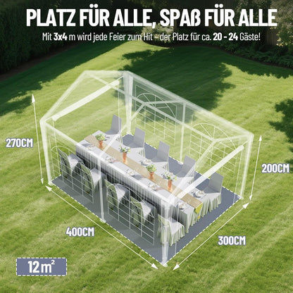Pavillon 3x4m mit Seitenwänden – Dein Partyzelt für Grill & mehr