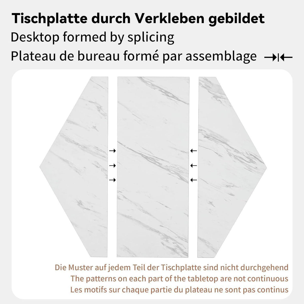 Moderner sechseckiger Esstisch mit Marmorplatte & Goldgestell
