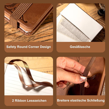 Notizbuch A5 mit Stift – Reisetagebuch & Tagebuch in Lederoptik