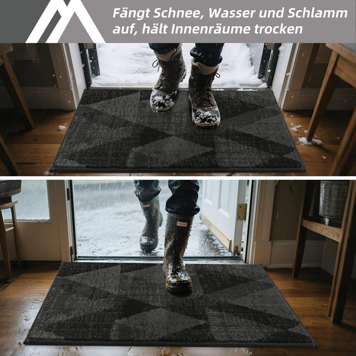 Fußmatte Karomuster Dunkelgrau 80x120 cm – Rutschfest & Saugfähig
