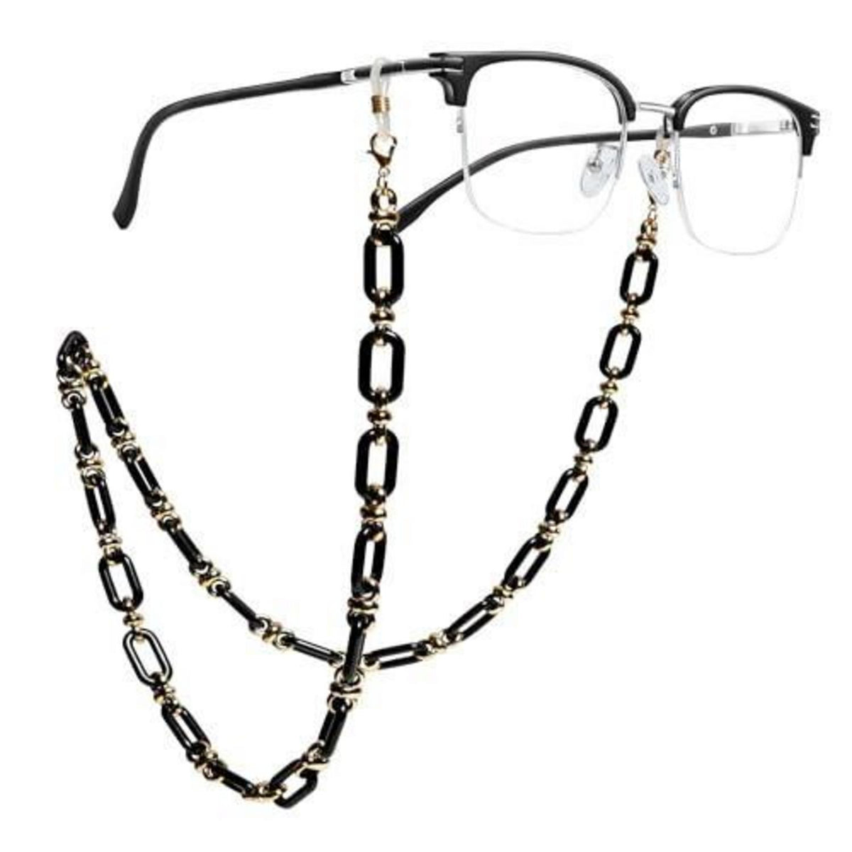 Brillenkette Schwarz Acryl – Damen Anti Verlust Maske & Halteband