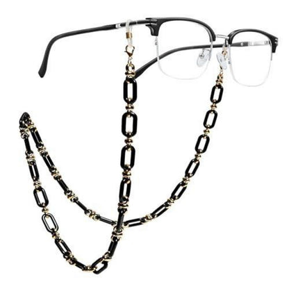 Brillenkette Schwarz Acryl – Damen Anti Verlust Maske & Halteband
