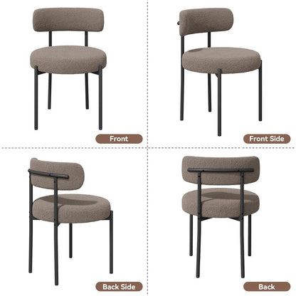 6 Esszimmerstühle Grau-Braun | Bouclé Stoff, Mid-Century Design
