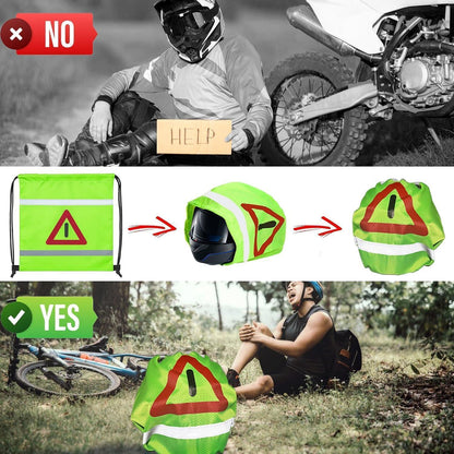 Helmtasche mit Kordelzug – Fluoreszierend & Warndreieck