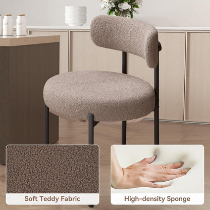 2er Set Esszimmerstühle Bouclé Grau-Braun Mid-Century Stil