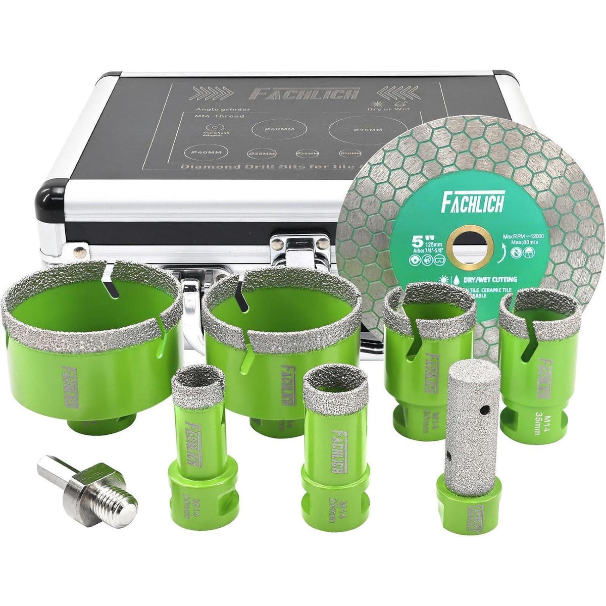 Diamant Fliesenbohrer Set 9-teilig mit Trennscheibe