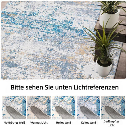 Abstrakter Teppich GrauBlau 200x290cm – Waschbar & Rutschfest