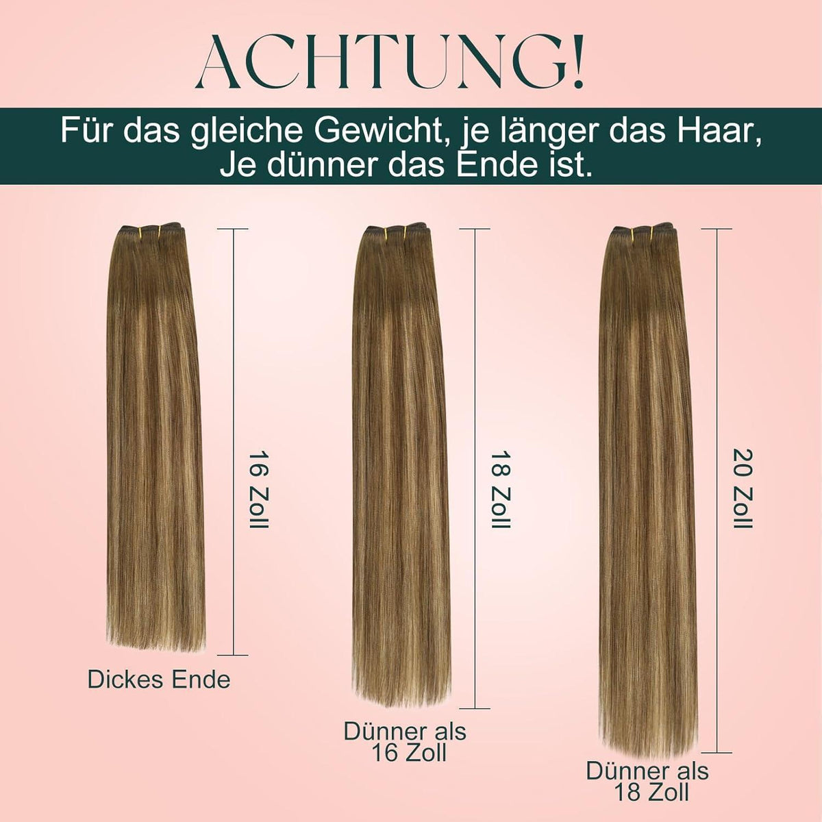 Echthaar Tressen Balayage Braun Ombre Blond 30cm