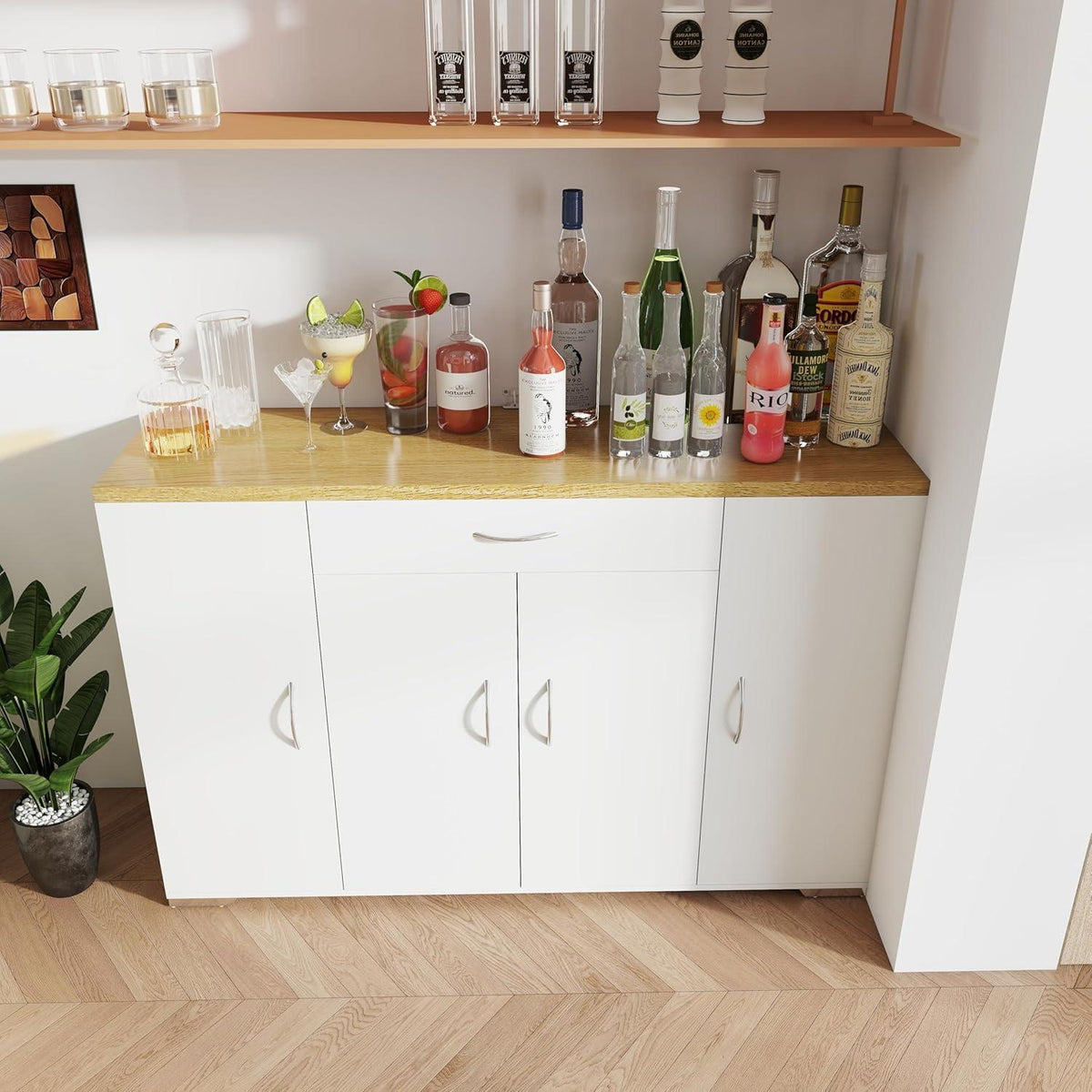 Weiße Kommode mit Anti-Kipp-Sicherung | Schmaler Schrank für Schlafzimmer & Flur