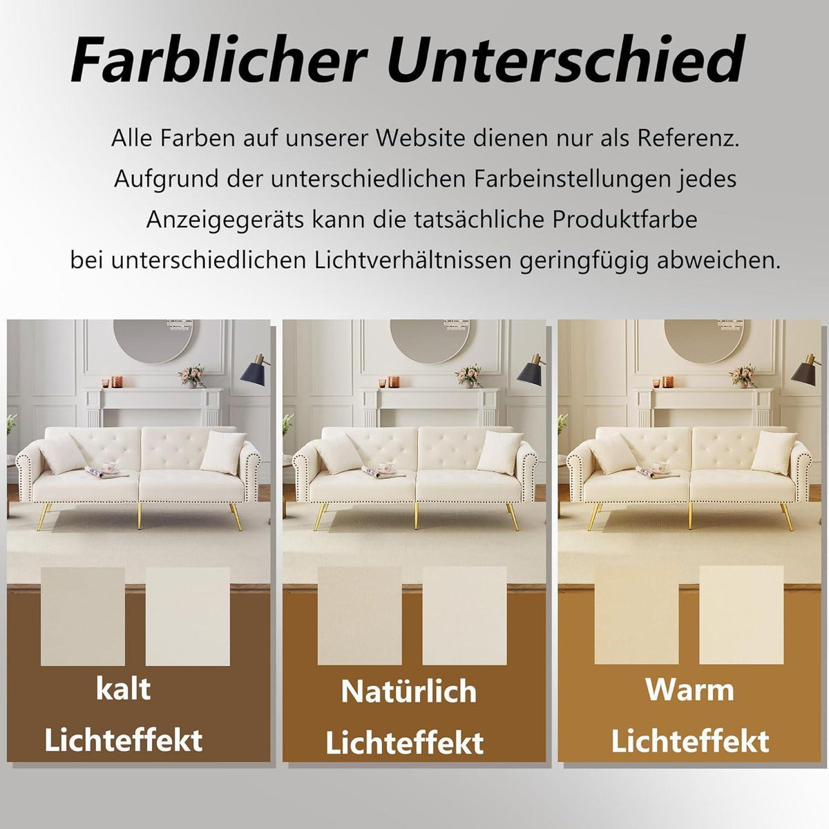 Zweisitzer Schlafsessel Beige Samt mit Verstellbarer Lehne