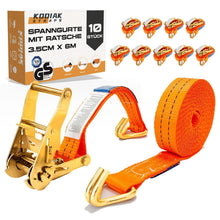 10 Spanngurte 6m – 2000kg – Orange Ratschengurt TÜV geprüft