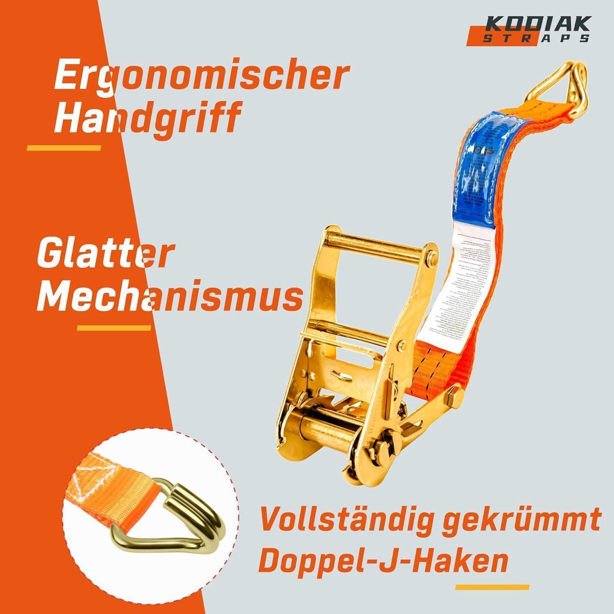 10 Spanngurte 6m – 2000kg – Orange Ratschengurt TÜV geprüft