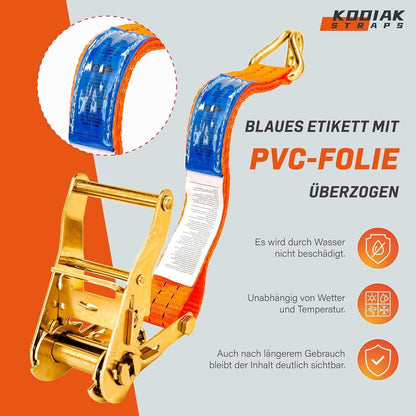 10 Spanngurte 6m – 2000kg – Orange Ratschengurt TÜV geprüft