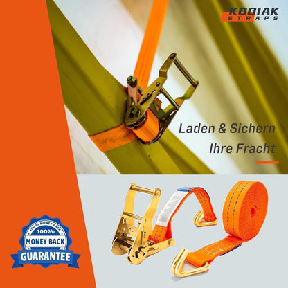 10 Spanngurte 6m – 2000kg – Orange Ratschengurt TÜV geprüft