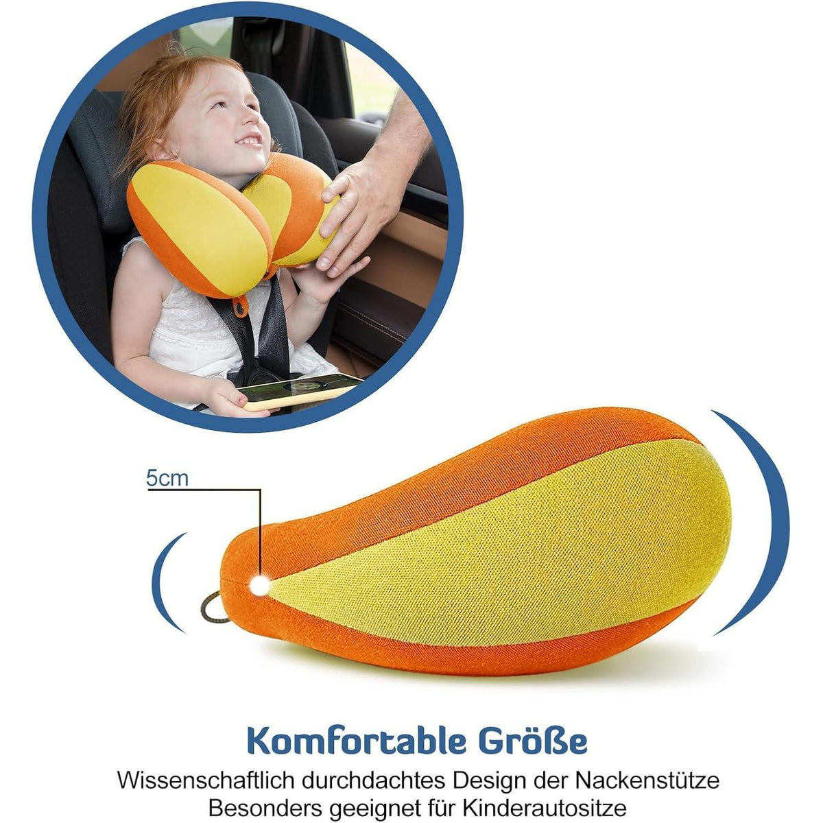 Kinder Reisekissen Nackenkissen U-Form Orange