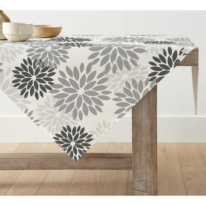 Tischdecke Grau Dahlie Blumenmuster 120x120 cm Herbst Dekor