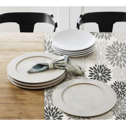Tischdecke Grau Dahlie Blumenmuster 120x120 cm Herbst Dekor