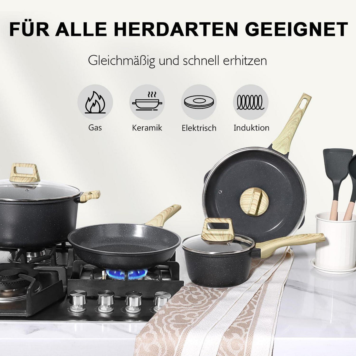 18-teiliges Kochgeschirr-Set mit Antihaftbeschichtung