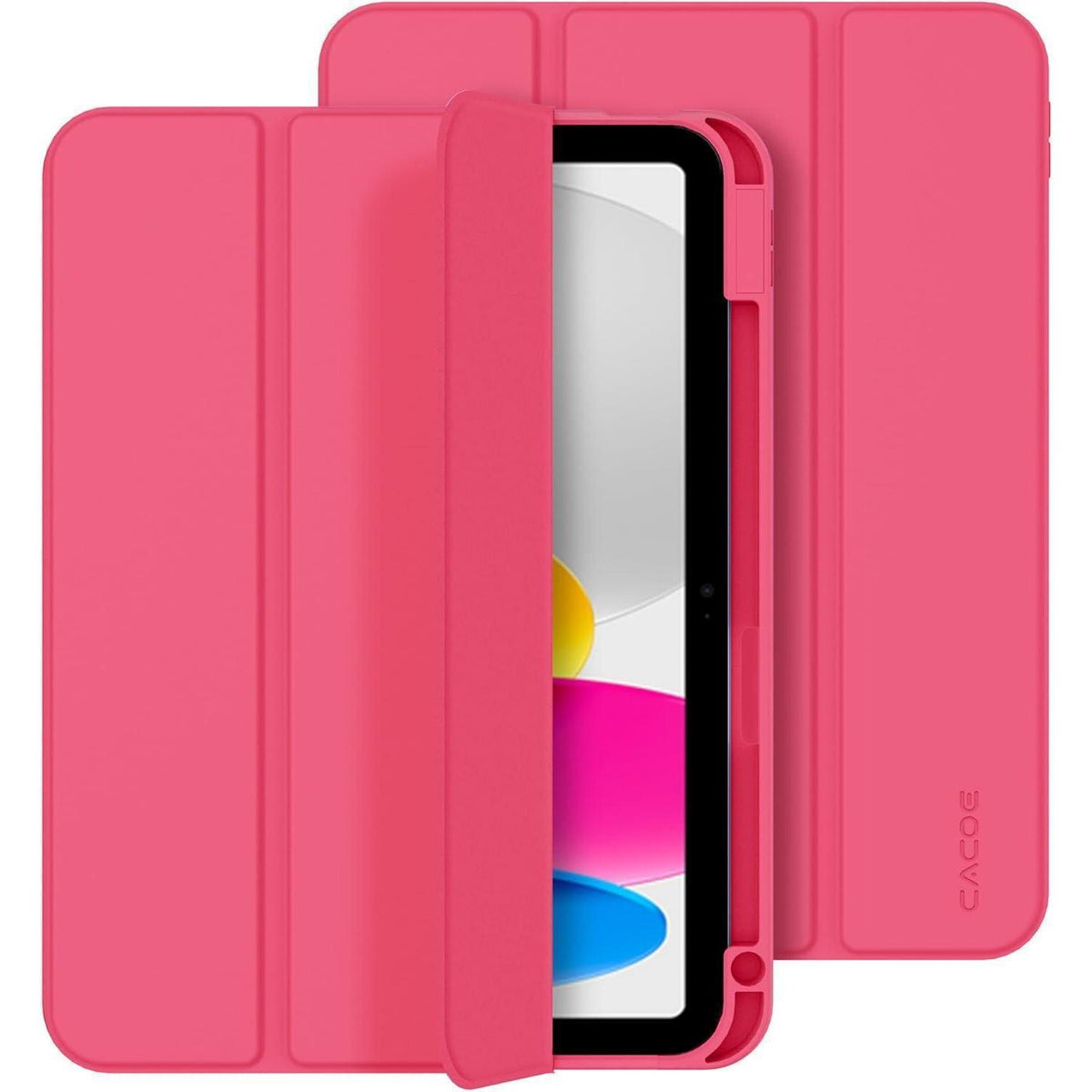 iPad Hülle mit Stifthalter, dreifach faltbar, Hotpink
