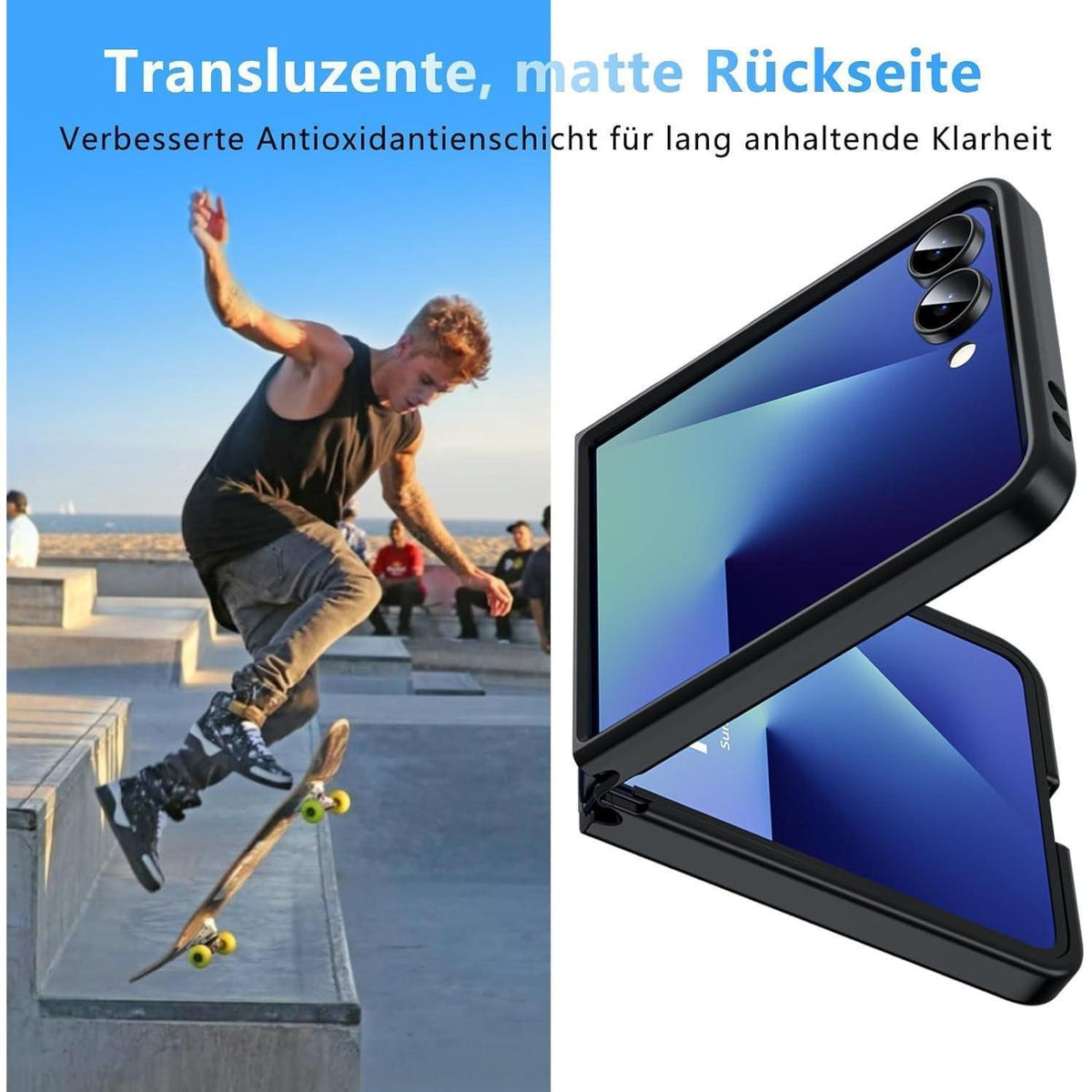 Schutzhülle für Galaxy Z Flip 7, Militärschutz, Schwarz