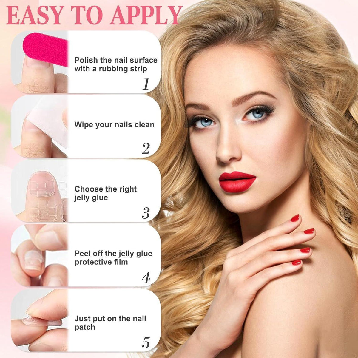 Nägel zum Aufkleben Pink Farbverlauf – French Tip Press On Nails