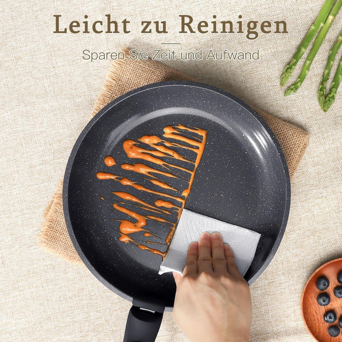15-teiliges Granit-Kochgeschirr Set mit abnehmbaren Griffen