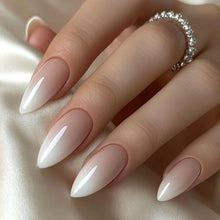 Französische Press On Nails Grau Farbverlauf Mandelform